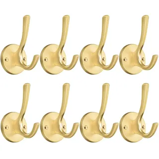 ZUONAI Garderobenhaken Modern Kleiderhaken Schwerlast Garderobe Haken Jacken Haken Wand Handtuchhaken Doppelt für Küche Bad Kleiderschrank (8 Stück, Gold)