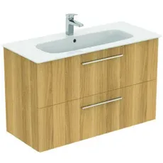 Ideal Standard i.life A Möbelpaket m. Waschtisch 100cm, u. Schrank, Griff chrom, K8745, Farbe: Eiche Natur