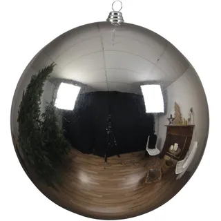 Decorist Kugel XXL, Silber glänzend, bruchfest - Weihnachtkugel, Christbaumkugel XXL, Kunststoff, Verschiedene Durchmesser - 140 mm