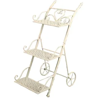 Knospe Vase Schmiedeeisen VIGOR Mika Weiß Wagen 3 Teller