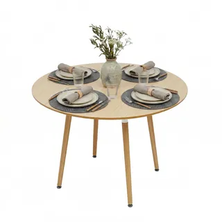 Relaxdays Runder Esstisch 90 x 75 cm braun