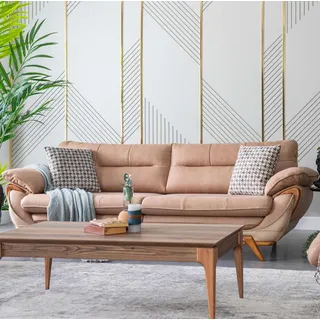 Schlafsofa Couch Dreisitzer Klappsofa Couchen Sofa Bettfunktion Stoff - Beige