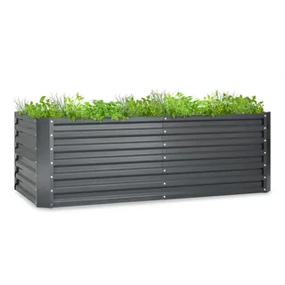 Blumfeldt Hochbeet, Großes Kräuterbeet Einfacher Aufbau, Hochbeet Garten & Balkon, Freistehendes Gemüsebeet für Blumen, Obst & Gemüse, Hochbeet aus Metall, Gartenbeet 180 x 60 x 90 cm, Hochbeet Grau - Grau
