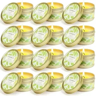 SCENTORINI Citronella Kerzen im Dose, 100% Sojawachs Zitronengras Kerze Outdoorkerzen, für Outdoor,Garten,Picknick, Camping, Terrasse,12 Stück, 180 Std Brenndauer