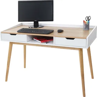 Schreibtisch HWC-A70, Computertisch Bürotisch, 120x55cm MDF Esche-Optik - Weiß