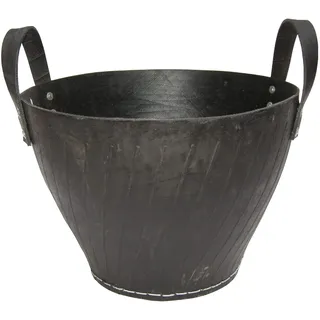 Metrox Holzkorb aus Gummi (aus recycelten Altreifen, Kaminholzkorb, 2 Tragegriffe, Höhe 41 cm, ø oben 41 cm) 99170