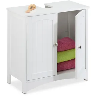 Relaxdays Waschbeckenunterschrank 2 Türen 60 x 60 x 31 cm Weiß