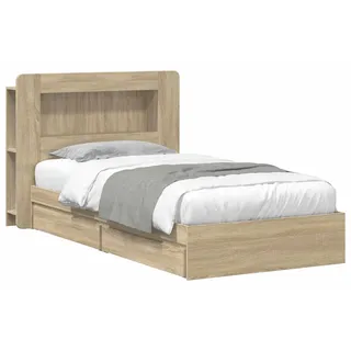 vidaXL Bettgestell mit Stauraum Sonoma-Eiche 90 x 200 cm Holzwerkstoff - Braun