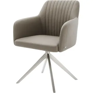 DeLife Esszimmerstuhl Greg-Flex Echt-Leder Schlamm Kreuzgestell breit Edelstahl Taschenfederkern