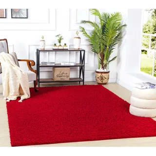 livabliss Hochflor-Teppich BORACAY, rechteckig, Höhe: 37 mm, Flauschig, Langflor, Weich, Wohnzimmer Flurteppich, Grau rot 160 cm x 220 cm x 37 mm