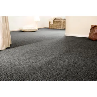 andiamo Teppichboden Brian für Wohnzimmer und Schlafzimmer - Teppichbelag aus 100% recyceltem Polyester - Meterware für die Verlegung auf Treppenstufen - Bodenbelag 400 x 250 cm Anthrazit