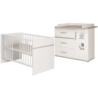 Roba Babyzimmer-Set Moritz, mit breiter Wickelkommode, 2-teilig , Weiß , Holzwerkstoff , 76x81x142.5 cm , Blauer Engel , Babymöbel & Kindermöbel, Babyzimmer