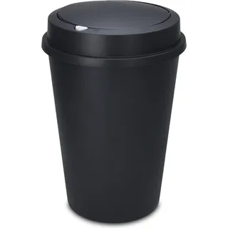 3.02 Abfalleimer mit PUSH Deckel in anthrazit - ca. 50 Liter Fassungsvermögen - Mülleimer - Grau