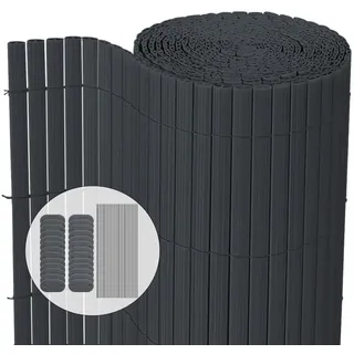 VOUNOT Sichtschutzmatte PVC 100 x 500 cm Grau Bambus