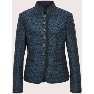 Kurzblazer MADELEINE "Kurzblazer Verkürzter Wollblazer mit Stehkragen, Taschen", Damen, Gr. 40, blau (rauchblau, marine), Obermaterial: 60% Polyester PES. 37% Wolle WO. 3% Elasthan EL., Modern, normal, Blazer Kurzblazer, Stehkragen