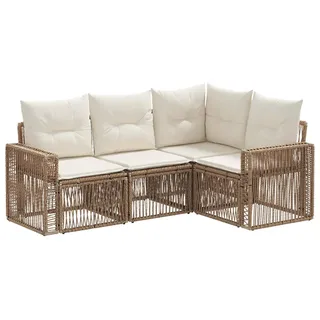 vidaXL Gartensofa-set 4 stk. Beige und Cremeweiß Poly-Rattan - Beige