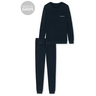 SCHIESSER Schlafanzug Fine Interlock Organic Cotton lang dunkelblau Herren