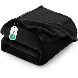 CozyLux Kuscheldecke Flauschig Decke 220x240 - XXL Flanell Kuscheldecke Groß, Weiche Sofa Decke, Warme Fleecedecke Wohndecke für 4 Jahreszeiten, Leicht Sofa Überwurf, Blanket 220x240 cm, Schwarz