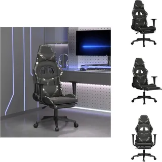 vidaXL Gamingstuhl mit Massage Fußstütze Schwarz Tarnfarben Kunstleder - Gaming-Sessel - Grün