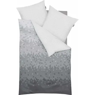 Kaeppel Mako Satin Bettwäsche Must Have Remix Gestreift Punkte Silber 135x200 cm + 80x80 cm - Silber