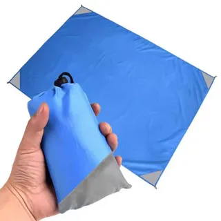 WLHFDC Picknickdecke mit 4 Befestigung Ecken,Ultraleicht Tragbare Stranddecke,Campingdecke,Picknickdecke Wasserdicht Sanddicht OutdoorDecke für Strand,Picknick,Camping und Wandern 200x210cm(Blau)