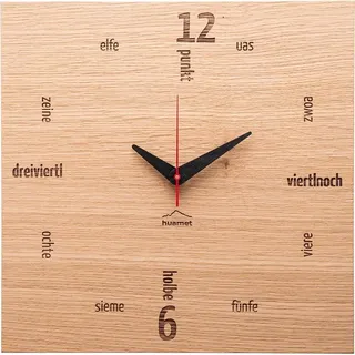 Huamet Holz-Wanduhr Alternate Eiche eckig
