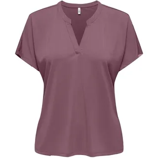 Kurzarmshirt ONLY "ONLFREE LIFE S/S SPLIT TOP JRS", Damen, Gr. S, rose braun, Jersey, Obermaterial: 70% Modal, 30% Polyester, unifarben, regular fit normal, V-Ausschnitt, Shirts Kurzarmshirt, Materialmix, regular fit, Topseller