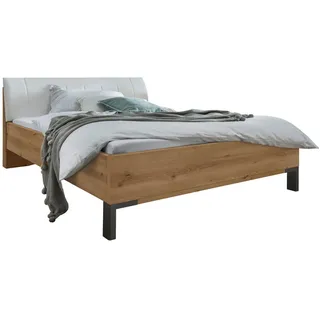 Dieter Knoll Bett , Weiß, Eiche Bianco , Textil, Holzwerkstoff , 200x200 cm , ISO 9001, Made in Germany , gepolstertes Kopfteil, in verschiedenen Größen erhältlich , Schlafzimmer, Komplette Schlafzimmer und Serien, Schlafzimmerserien