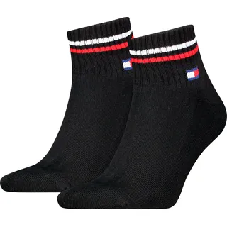 Tommy Hilfiger TH Uni TJ Quarter 2P Iconic Kurzsocken 2 Paar Schwarz 39-42