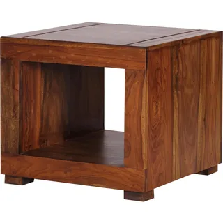 FineBuy Sheesham Massivholz Couchtisch Wohnzimmertisch Beistelltisch 50x50cm