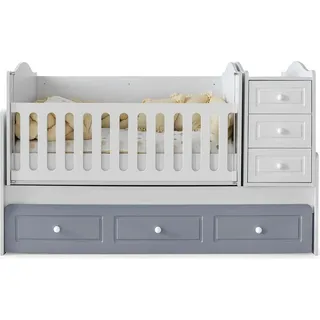 Modernes Montessori Babybett mit Schubladen und Stauraum Funktionales Design - Grau