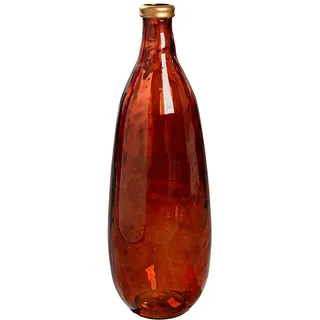 GILDE Vase Atoris - Glas - Flaschenform - Höhe 75cm x Ø 25cm - Gold/rot - Bodenvase