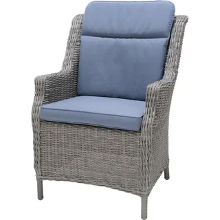 Ambia Garden Gartensessel , Grau, Taubenblau , Metall, Kunststoff, Textil , Füllung: Polyester , rund , 69.3x95x69.3 cm , Gartenmöbel, Gartensessel