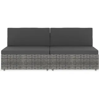 vidaXL Modulares 2-Sitzer-Sofa Poly Rattan Grau - Grau