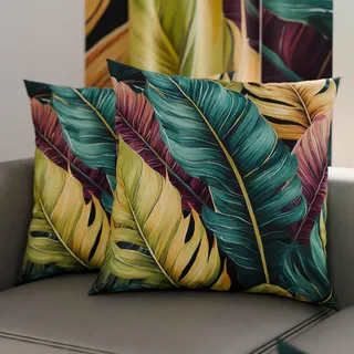 PETTI Artigiani Italiani - 1 Paar Kissenbezüge 30 x 30 cm aus Mikrofaser, Dekokissen für Schlafzimmer, Sofa, Wohnzimmer, Set mit 2 Kissenbezügen, Blumenmuster 199, 100% Made in Italy