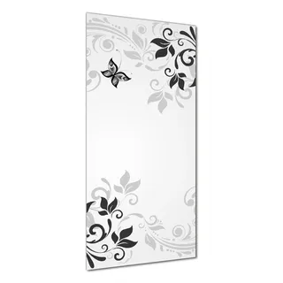 Wallario selbstklebende Duschrückwand 70 x 180 cm mit Motiv Schnörkelmuster mit Schmetterlingen - Wandverkleidung mit Hochglanzlaminat in Glasoptik