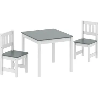 Aiyaplay Kindertisch mit 2-Stühlen 3er Set MDF Kiefernholz Grau , Holz , 52x48x56 cm , Babymöbel & Kindermöbel, Kinderzimmer & Jugendzimmer, Kindersitzgruppe