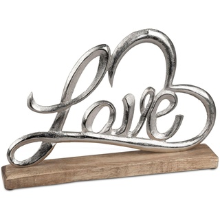 formano Love Aufsteller mit Herz - Metalldeko auf Holzsockel - 33x22 cm