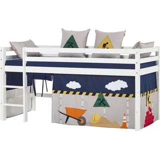 Hoppekids Hochbett Construction 101 x 208 cm Kiefer massiv weiß