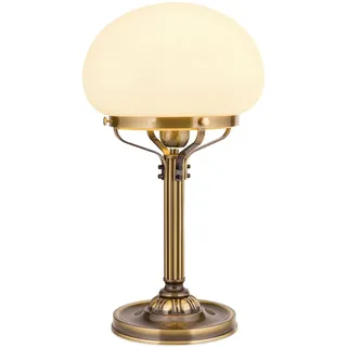 Tischlampe Messing Glas 51 cm in Antik Champagner E27 rund Jugendstil
