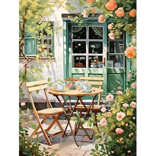 Maysurban Malen nach Zahlen Erwachsene Anfänger,DIY Handgemalt Ölgemälde Kits Auf Leinwand,40 X 50 cm ohne Rahmen Sonniger Hof