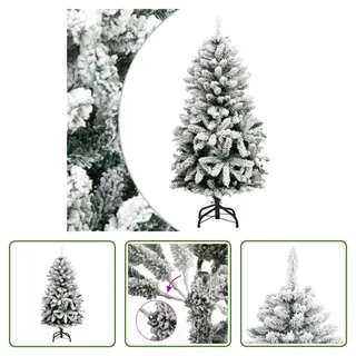 The Living Store Künstlicher Weihnachtsbaum Klappbar Beschneit 120 cm - Weiß