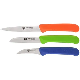 Gräwe Obstmesser & Gemüsemesser, 3er Set, kleines Küchenmesser-Set, Schälmesser, Edelstahl, bunt, super scharf geschliffen