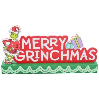 Weihnachten Grinch Schild Dekoration Kaminsims Ornament MDF - Merry Grinchmas