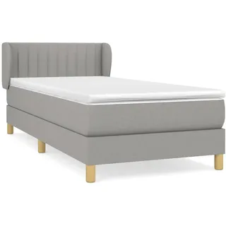 vidaXL Boxspringbett mit Matratze Hellgrau 90x200 cm Stoff - Grau