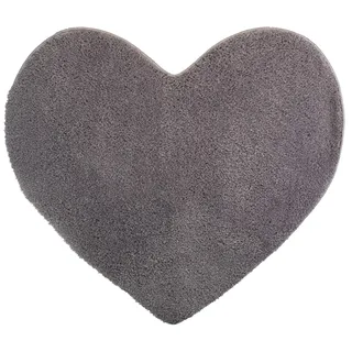 Brandsseller Herz Badematte 70x80 cm Badteppich Badvorleger Badezimmerteppich Duschvorleger Grau