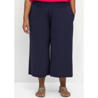 3/4-Hose SHEEGO, Damen, Gr. 46, Normalgrößen, blau (marine), 95% Viskose, 5% Elasthan, unifarben, Hosen 3/4-Hose