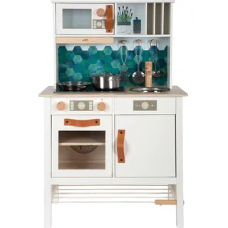 small foot Kinderküche , Weiß , Holz , 66x43x21.5 cm , EN 71 , Geräuscheffekte, Lichteffekte , Spielzeug, Holzspielzeug