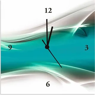 ARTland Wanduhr auf Alu Funkuhr - schwarzer Zeiger Kreatives Element Petrol Größe: 30x30 cm - Türkis