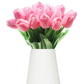 GKONGU Blumen Tulpen, 10 Stück Sanfte Berührung Künstliche Blumen für Hochzeits -Blumenstrauß und Haus-Dekor Gartendekoration-Rosa